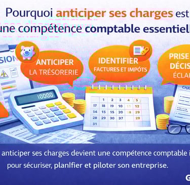 Illustration de l’anticipation des charges comptables : trésorerie, charges à venir, calendrier des 