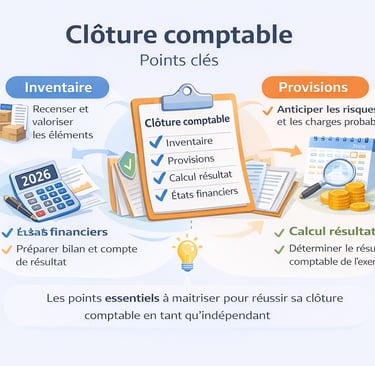 Clôture comptable pour indépendant : inventaire, provisions et étapes clés
