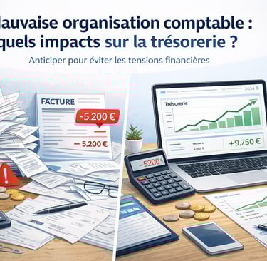 Illustration montrant l’impact d’une mauvaise organisation comptable sur la trésorerie d’un indépend