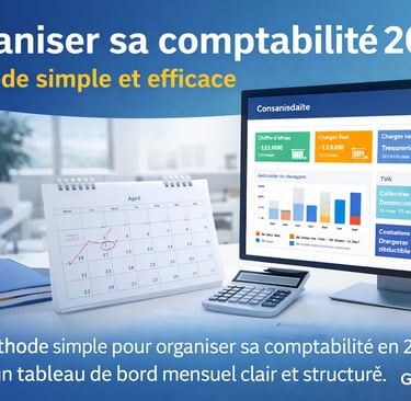 Organisation comptable 2026 avec tableau de bord mensuel pour anticiper les charges et piloter la tr