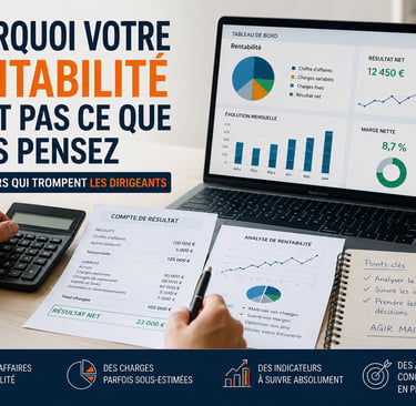 Entrepreneur analysant la rentabilité réelle de son entreprise à partir de tableaux financiers et d’