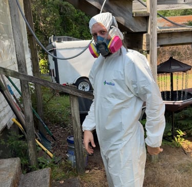 Old washing machine removed from residential laundry room