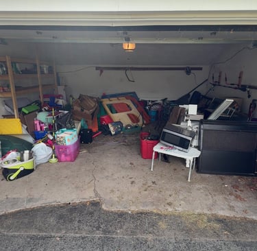 Pile of debris collected during junk removal cleanout project