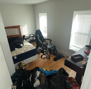 Estate property interior before professional cleanout and junk removal