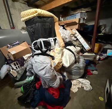 Basement cleanout in Belchertown Massachusetts removing stored items