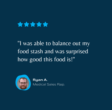 A testimonial image featuring a Medical Sales Rep, Ryan A. says : I was able to balance out my food