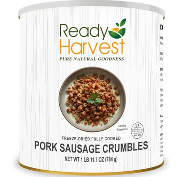 can of ready harvest pork sausage crumbles