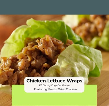 Freeze-dried chicken lettuce wraps close-up