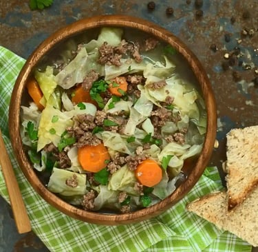 wooden bowl with thm s recipe spicy sausage soup