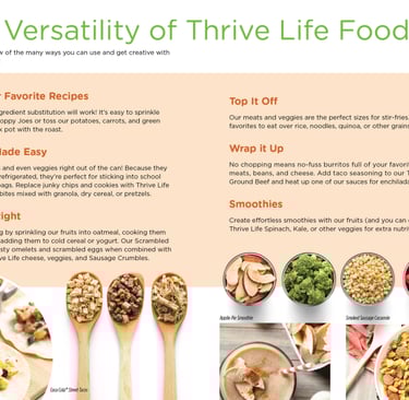 Versatility of Thrive Life Food, Favorite Recipes, Top it Off, Wrap it up, Smoothies