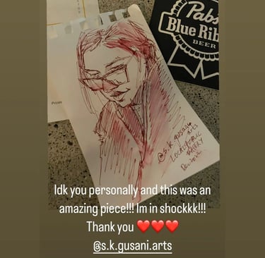 a post by a street sketch recipient of Smeet K Gusani