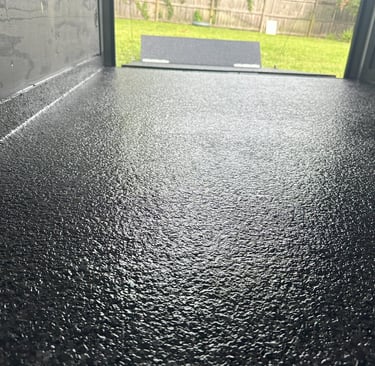 Epoxy Flake Floor on enclosed trailer in Jacksonville