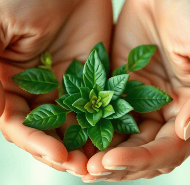 a person holding a plant in their hands