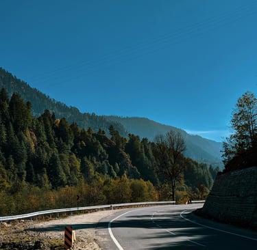 a road sign on a mountain side road
