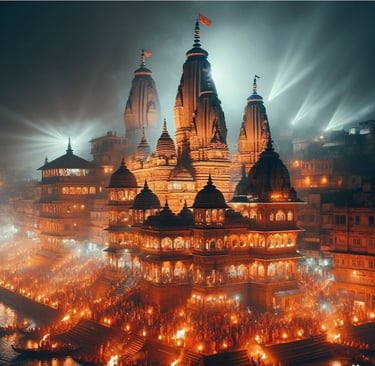 a large building with many lights on it