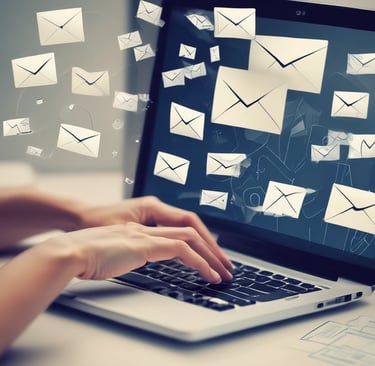 A person sending an email on a laptop