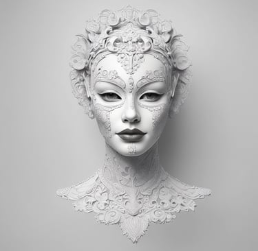 A woman's face with a white mask on before joining the CsillaSpirit Mentor Club