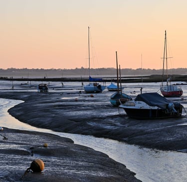 Boats at Holbrook Creek at Sunset