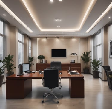 Two service windows with blue signs above each window. The left sign reads 'Facturacion Caja' and the right one reads 'Faturamento Caixa.' These windows appear to be part of a billing or payment service area. A few items, such as boxes and papers, are placed behind the windows. A small digital display shows a number.