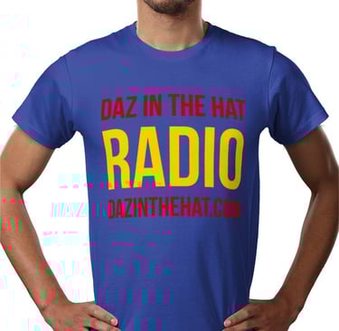 a man in a blue shirt with the words daz in the middle of the