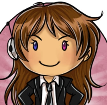 cyborg a cartoon girl with headphones and a microphone