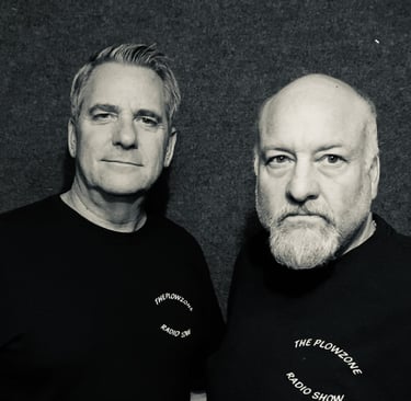 scott plowman & scott reece standing next to each other in a black and white photo plowzone
