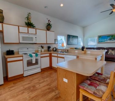 a kitchen with a refrigerator, stove, and microwave in Florida Villa