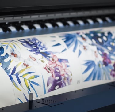 Pretty floral pattern after being printed. It will soon be sewn in house by our expert sewing team.