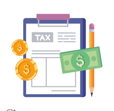  um recorte de uma prancheta com um recorte de dinheiro e uma caneta