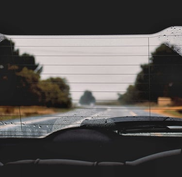 Looking out of rearview window