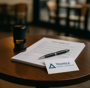 Mobile notary in North Carolina at signing table