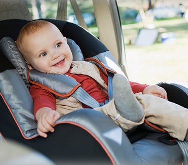 Criança na cadeirinha isofix