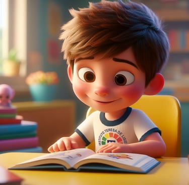 Aluno da alfabetização aprendendo a ler