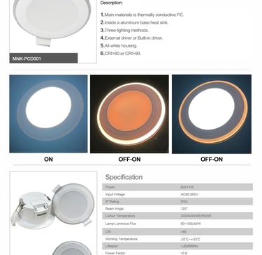 a series of led downlights with dimmable lighting