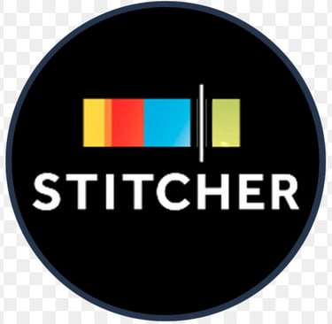 a stitcher logo with the word stitcher