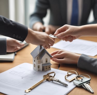 A laptop displaying a website design with the phrase 'Build your dream website.' next to a minimalistic building image. The scene also includes a modern mug and a smartphone placed on a wooden desk.