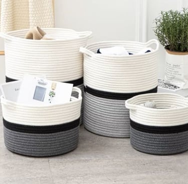 Handmade storage baskets for home decor and organization, made in India