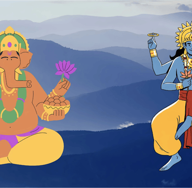 Immagine di Ganesh e Vishnu affiancati
