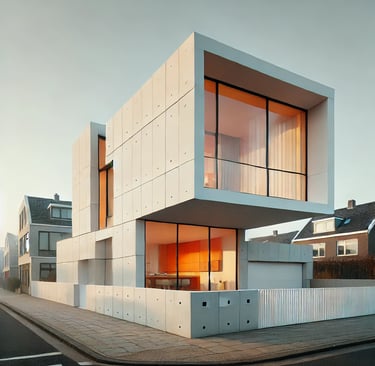 DALL·E - A modernist detached low-rise single-story house with no upper level,