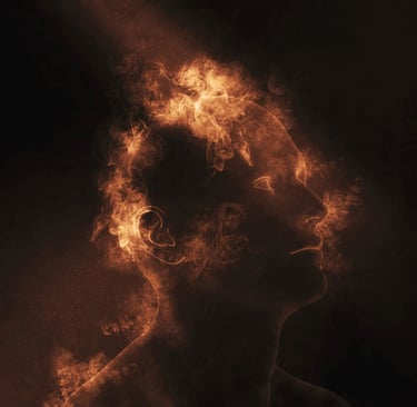 a man with a fire on his face - impulsivity
