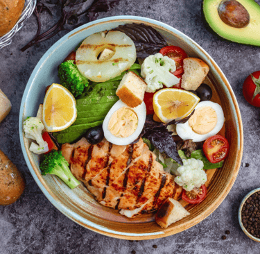 a bowl of food with a variety of ingredients