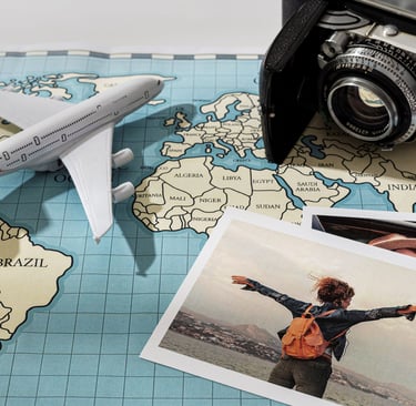 a photo of a plane with a picture of a woman's arms outstretched out