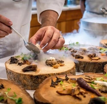 A chef cooking food in Peruvian restaurant Lisbon