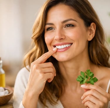 A smiling woman with white teeth