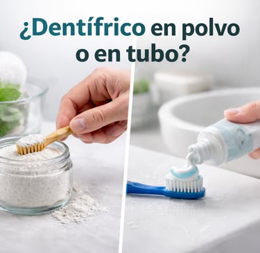 Pasta en tubo frente a dentífrico natural en polvo