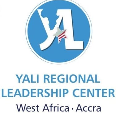 YALI Regional Leadership Center West Africa Accra logo with blue globe icon and map silhouette.