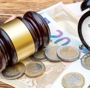 Sučev čekić i novčanice s kovanicama ,ovršno pravo i naplata potraživanja