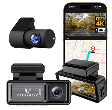 a car camera and a smartphone with a gps device