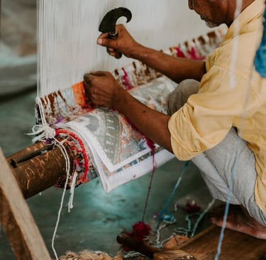 Handmade rug weaving