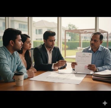 Expert pergola makers from MyGreenearth installing a modern mild steel and glass pergola on a villa